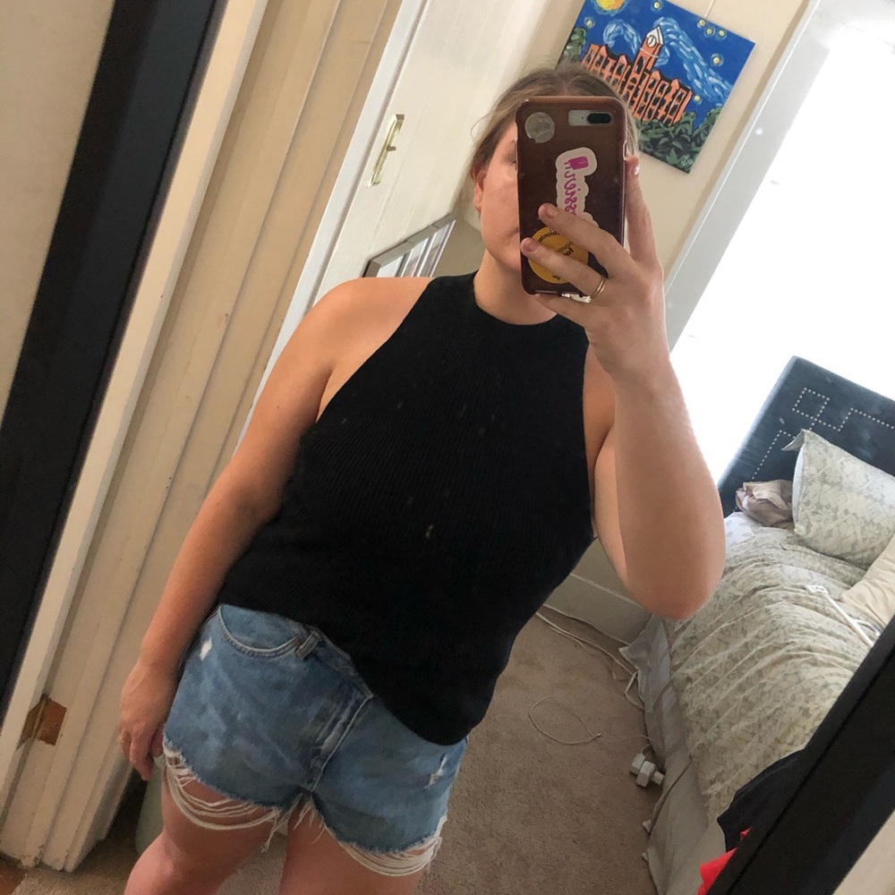 Madewell Sleeveless Black Mock Neck Top - Size XL